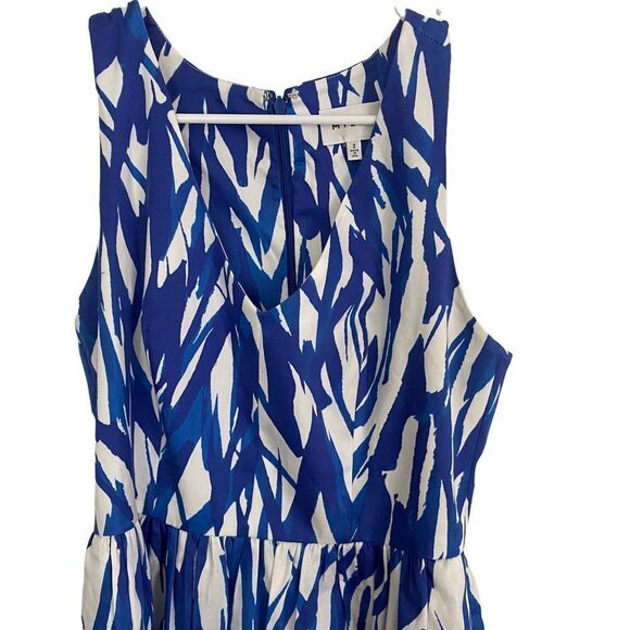 Milly Brushstroke Isadora Cobalt  V-Neck Dress Sz 2 - Picture 2 of 8